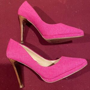 Charles David Shoes 7 1/2 M Magenta Bright Pink Fabric 4” Heels Barbie